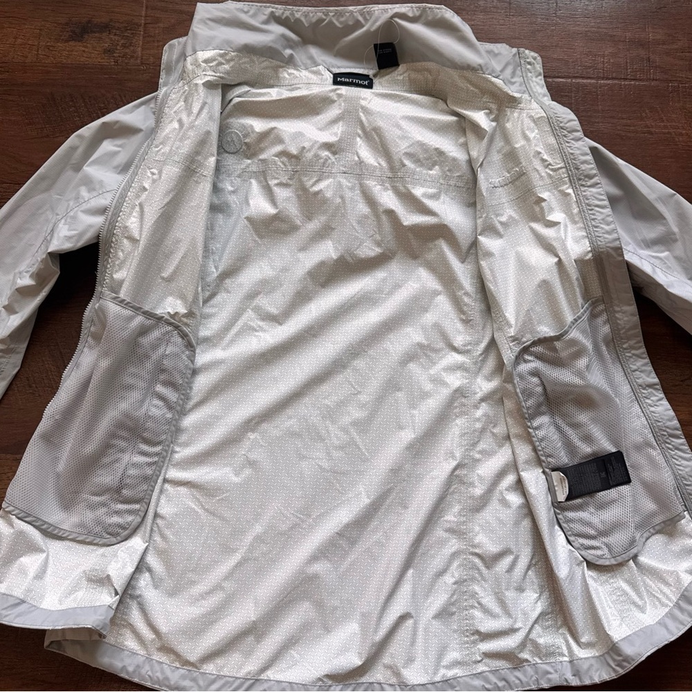 NWOT Marmot G46200 PreCip Women's Light Gray Hooded Rain Jacket Medium Vapor - Picture 10 of 16